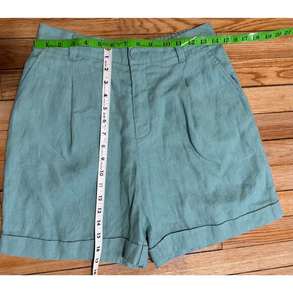 Garnet Hill | Linen Trouser Shorts in Pale Cyan | Size 2 - Picture 11 of 11
